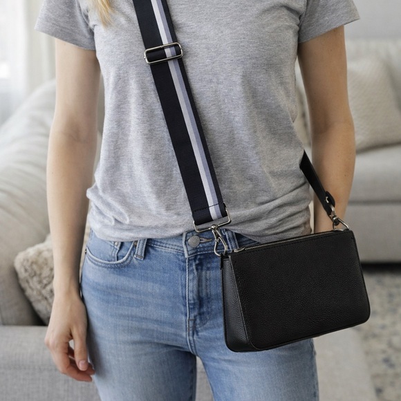 Accessories - Black & Grey Adjustable Strap, Black Clips